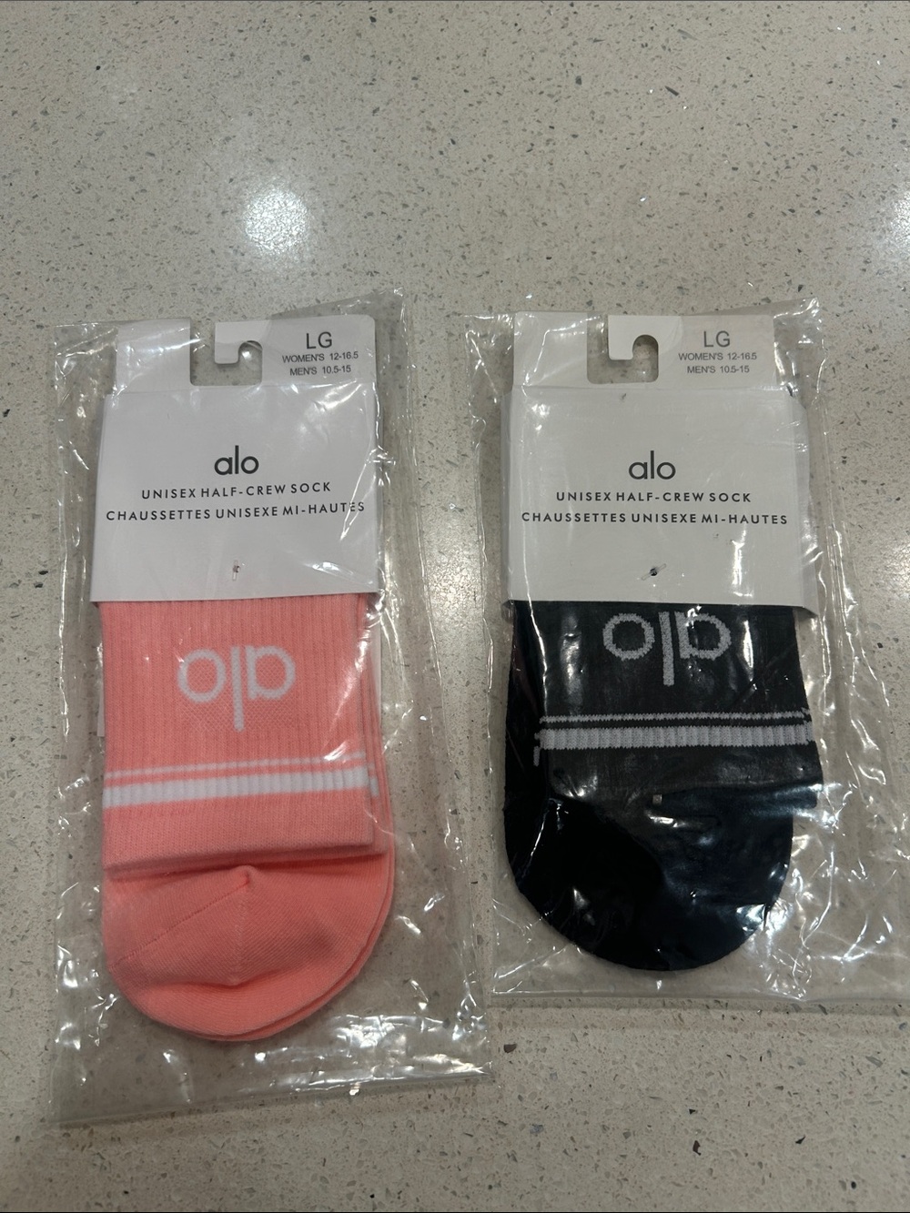 ALO Yoga Half-Crew Socks in Coral and Black - Pair